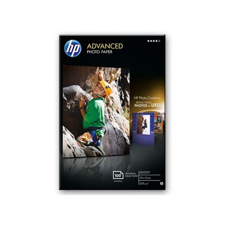 HP Advanced Glossy Photo Pa, Q8692A, foto papier, bez marginesu typ połysk, zaawansowany typ biały, 10x15cm, 4x6", 250 g/m2, 100