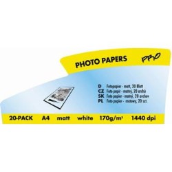 Logo 16668, foto papier, matowy, biały, A4, 170 g/m2, 1440dpi, 20 szt., atrament