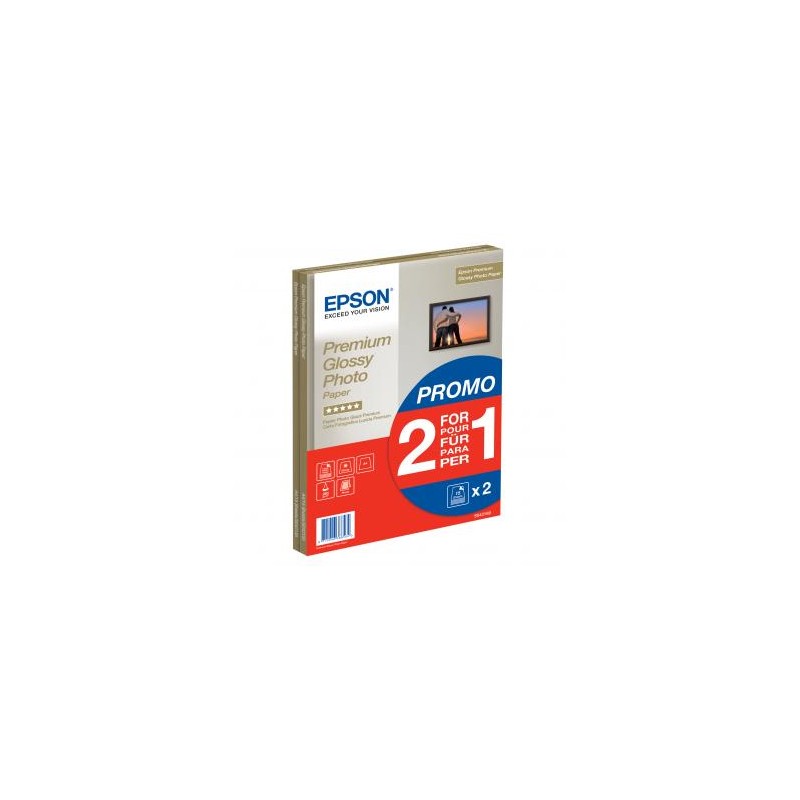 Epson Premium Glossy Photo Pa, C13S042169, foto papier, gratis 1+1 typ połysk, biały, A4, 255 g/m2, 30 szt., atrament
