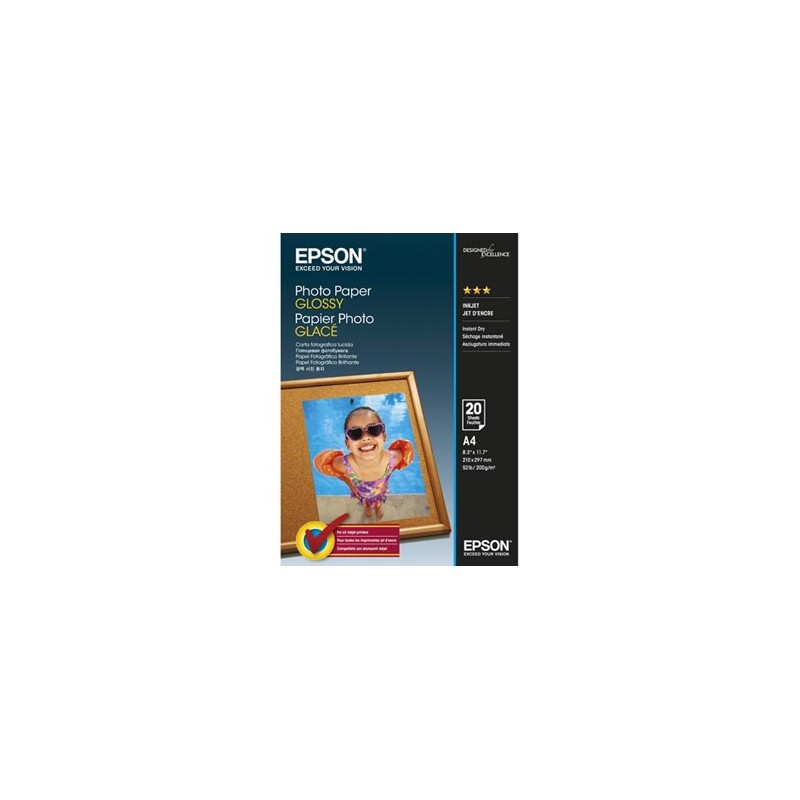 Epson Photo Paper, C13S042538, foto papier, połysk, biały, A4, 200 g/m2, 20 szt., atrament