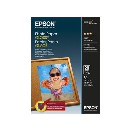 Epson Photo Paper, C13S042538, foto papier, połysk, biały, A4, 200 g/m2, 20 szt., atrament