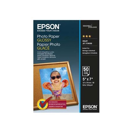 Epson Glossy Photo Paper, C13S042545, foto papier, połysk, biały, 13x18cm, 200 g/m2, 50 szt., atrament
