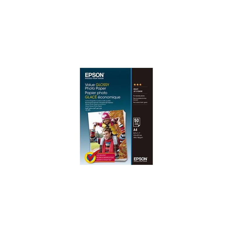 Epson Value Glossy Photo Paper, C13S400036, foto papier, połysk, biały, A4, 183 g/m2, 50 szt., atrament