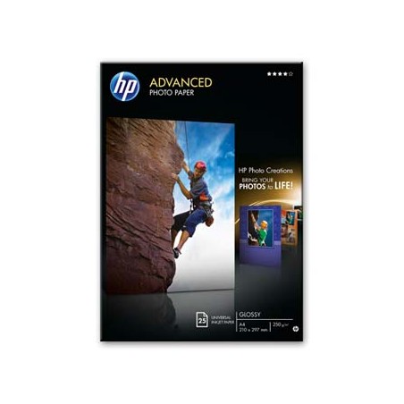 HP Advanced Glossy Photo Pa, Q5456A, foto papier, połysk, zaawansowany typ biały, A4, 250 g/m2, 25 szt., atrament