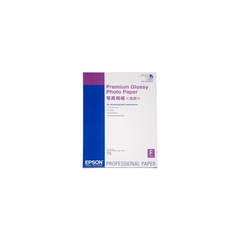 Epson Premium Glossy Photo Pa, C13S042091, foto papier, połysk, biały, Stylus Photo 890, 895, 1270, 2100, A2, 255 g/m2, 25 szt.,