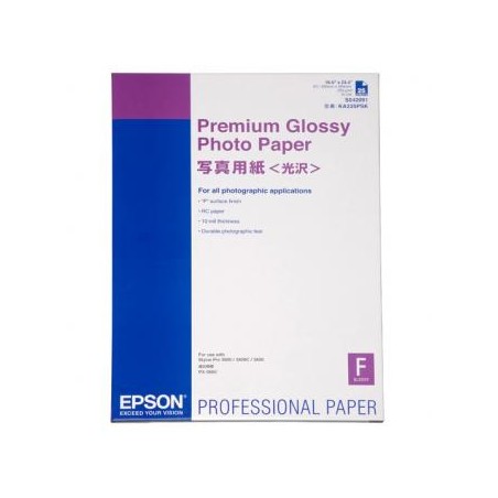 Epson Premium Glossy Photo Pa, C13S042091, foto papier, połysk, biały, Stylus Photo 890, 895, 1270, 2100, A2, 255 g/m2, 25 szt.,