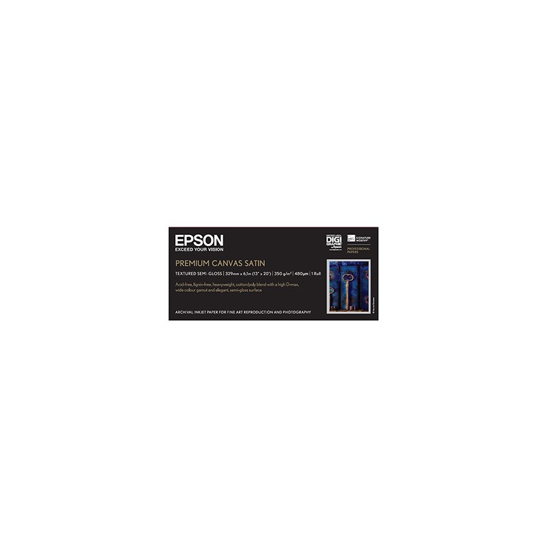 Epson 330/6.1/PremierArtt WaterResistant Canvas Satin Roll, satynowy, 13", C13S041845, 350 g/m2, papier, 330mmx 6.1m, biały, do 