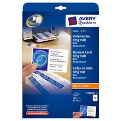 Avery Zweckform wizytówki, z gładka krawędzią, 10szt./A4 typ matowe, białe, A4, 185 g/m2, 85x54mm, 10 arkusza, do drukarek atram