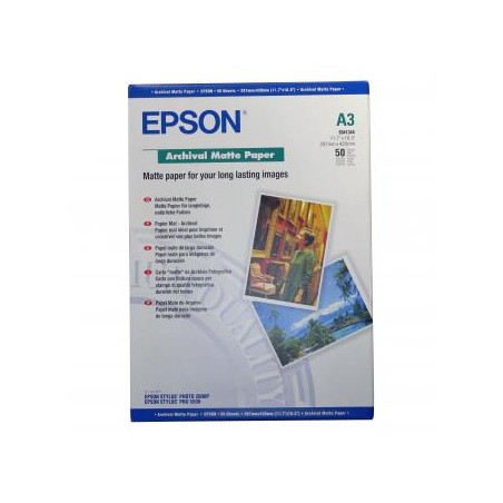 Epson Archival Matte Paper, biała, 50, szt. szt., C13S041344, do drukarek atramentowych, 297x420mm (A3), A3, 192 g/m2