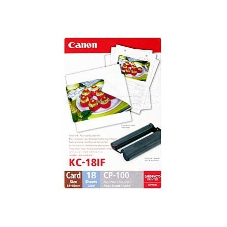 Etykiety Canon Selphy CP XXX, biała, 18, szt. szt., KC18IF, do drukarek termosublimacyjnych, 86x54mm, w tym folia parowa