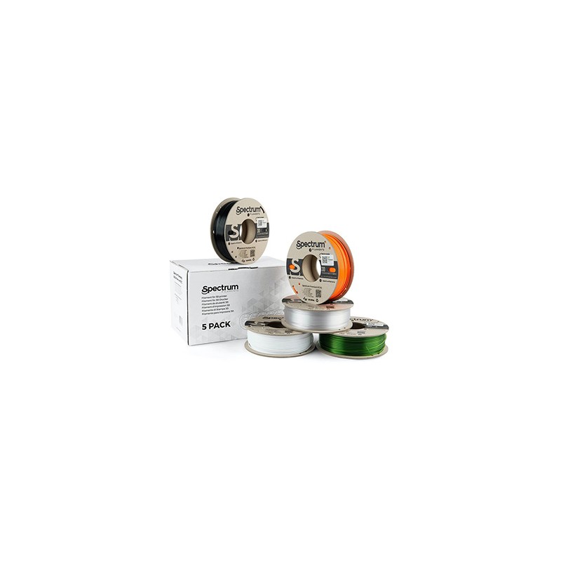 Spectrum Filament Premium PCTG 5x250g, mix, Arctic White, Traffic Black, Pure Orange, Transparent Green, Premium Clear