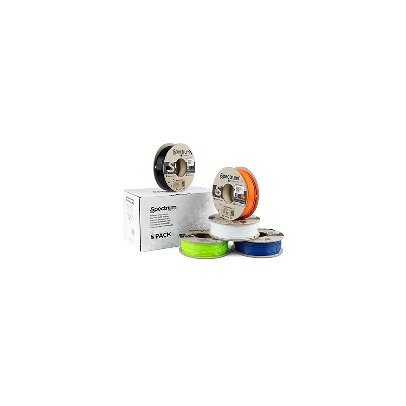 Spectrum Filament Premium PET-G 5x250g, mix, Artic White, Deep Black, Lion Orange, Navy Blue, Lime Green