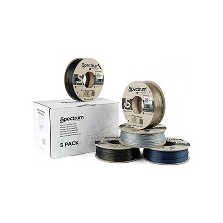 Spectrum Filament PLA Glitter 5x250g, mix, Aurora Gold, Volcano Grey, Silver Metallic, Clear Gold, Stardust Blue