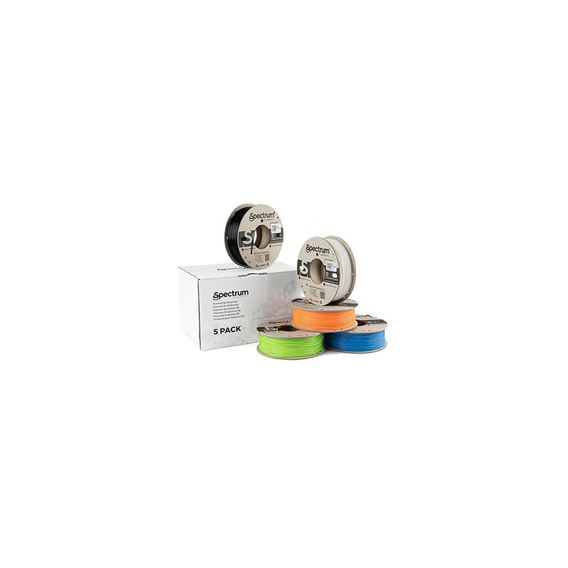 Spectrum Filament Premium PLA 5x250g, mix, Polar White, Deep Black, Lion Orange, Pacific Blue, Lime Green