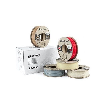 Spectrum Filament PLA specials 5x250g, mix, Stone Light, Stone Dark, Thermoactiv Red, Wood OAK, Glow Green, EOL