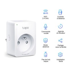 Gniazdko smart Tapo P100 220-240 V 50/60 Hz, konfiguracja z WiFi, MAX.2300W, biała, TP-LINK, pilot, timer, sterowanie głosowe
