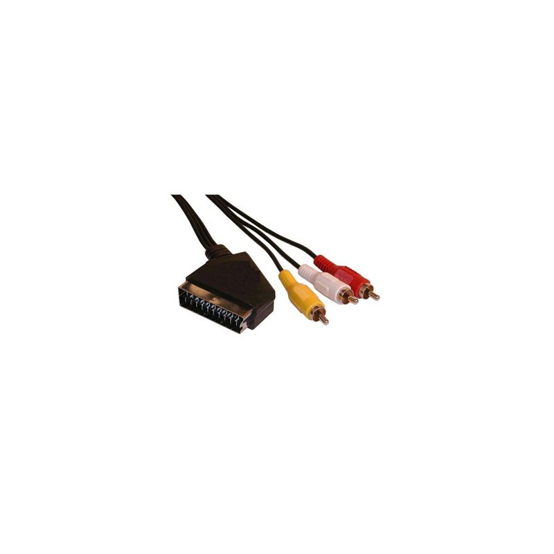 Video Kabel SCART M - 3x CINCH M, 3m, czarna