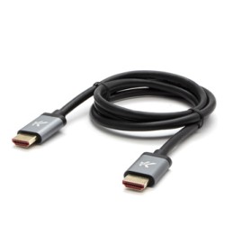 Video Kabel HDMI M - HDMI M, HDMI 2.1 - Ultra High Speed, 1m, pozłacane złącza, aluminiowa obudowa,, szary, Logo 8K@60Hz, 48Gb/s