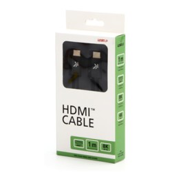 Video Kabel HDMI M - HDMI M, HDMI 2.1 - Ultra High Speed, 1m, pozłacane złącza, aluminiowa obudowa,, czarny, Logo 8K@60Hz, 48Gb/