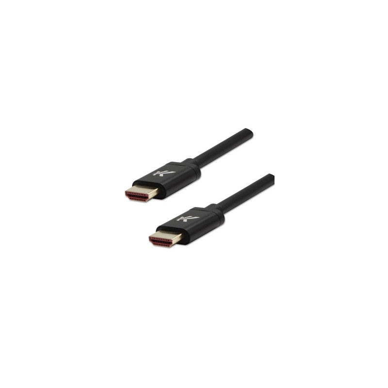 Video Kabel HDMI M - HDMI M, HDMI 2.1 - Ultra High Speed, 2m, pozłacane złącza, aluminiowa obudowa,, czarny, Logo 8K@60Hz, 48Gb/
