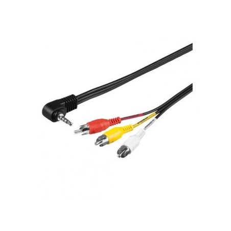 Audio/Video kabel Jack (3,5mm) M - 3x CINCH M, 1.5m, 4-polowy (combo) jack 90°, czarny