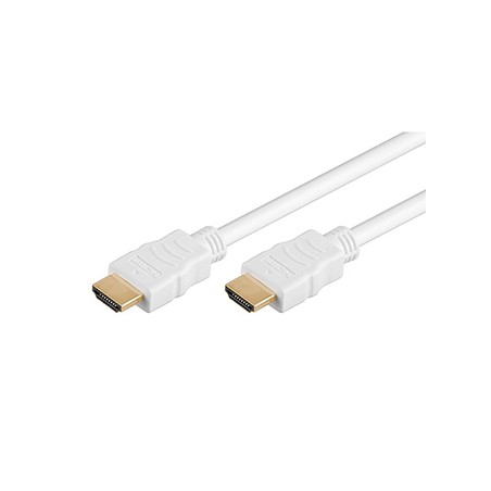 Video Kabel HDMI M - HDMI M, HDMI 2.0 - High Speed with Ethernet, 0.5m, pozłacane złącza, biały