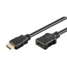 Przedłużacz do kabli video HDMI M - HDMI F, HDMI 2.0 - Premium High Speed, 0,5m, pozłacane złącza, czarny