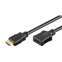 Przedłużacz do kabli video HDMI M - HDMI F, HDMI 2.0 - Premium High Speed, 2m, pozłacane złącza, czarny, EOL