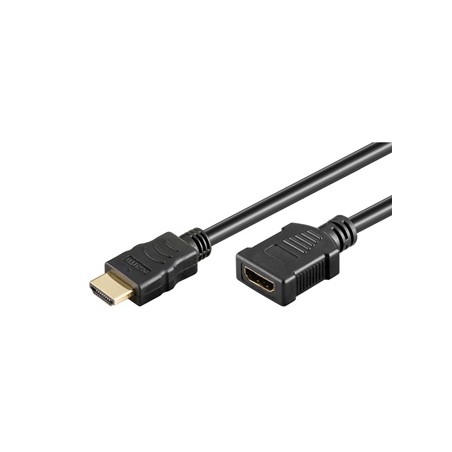 Przedłużacz do kabli video HDMI M - HDMI F, HDMI 2.0 - Premium High Speed, 3m, pozłacane złącza, czarny