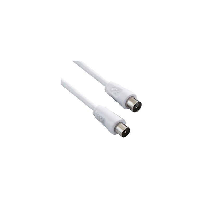Kabel antenowy Coax (9,5mm) M - Coax (9,5mm) F, 2m, 75 Ohm, biały, EOL
