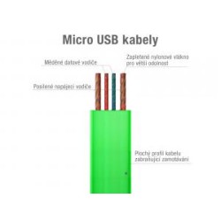 Avacom USB kabel (2.0), USB A M - microUSB (M), 0.4m, zielony, blister