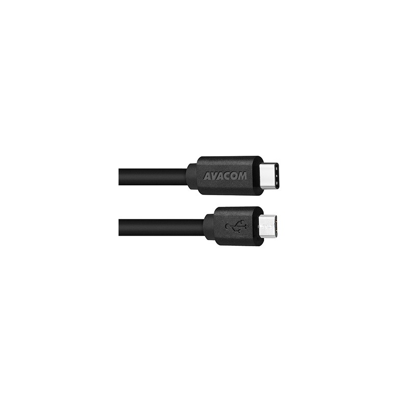 Avacom USB kabel (2.0), USB C (M) - microUSB (M), DCUS-TPMI-P10K, 1m, do 480 Mbps, czarny, blister, do 3A (obsługa szybkiego ład