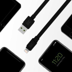 Green Cell kabel GCmatte Lightning Flat kabel 25 cm z szybkim ładowaniem Apple 2.4A