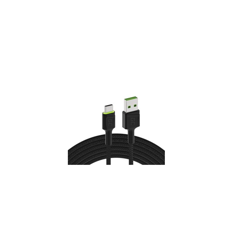 Green Cell kabel Ray USB kabel - USB-C 120cm z green LED backlight i support szybkie ładowania Ultra Charge, QC 3.0