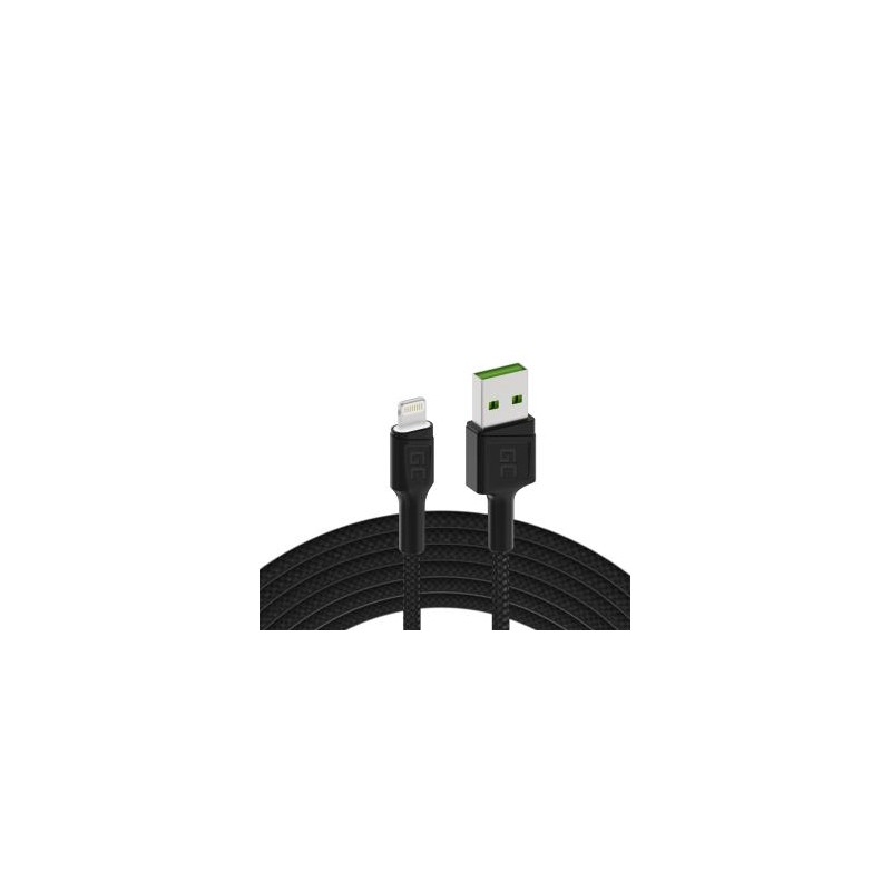 Green Cell kabel Ray USB-A - Lightning biała LED 120cm z support do Apple 2.4A szybkie ładowania