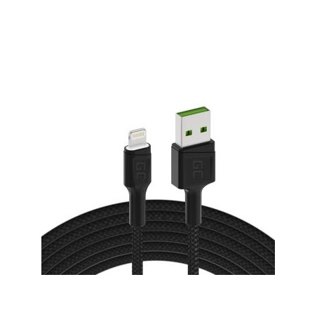 Green Cell kabel Ray USB-A - Lightning biała LED 120cm z support do Apple 2.4A szybkie ładowania