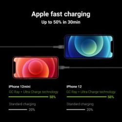 Green Cell kabel Ray USB-A - Lightning biała LED 120cm z support do Apple 2.4A szybkie ładowania