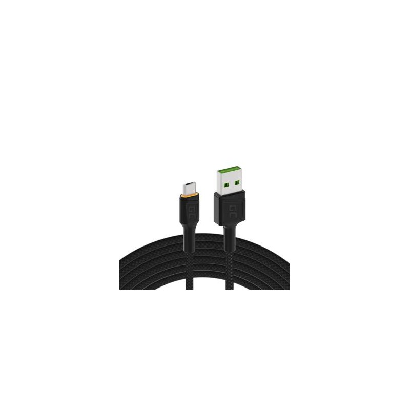 Green Cell kabel Ray USB-A - microUSB Orange LED 200cm z support do Ultra Charge QC3.0 szybkie ładowania