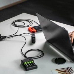 Zestaw 3x Green Cell kabel GC Ray USB-C kabel 30cm, 120cm, 200cm z green LED backlight, szybkie ładowania UC, QC 3.0