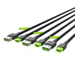 Zestaw 3x Green Cell kabel GC Ray USB-C kabel 30cm, 120cm, 200cm z green LED backlight, szybkie ładowania UC, QC 3.0