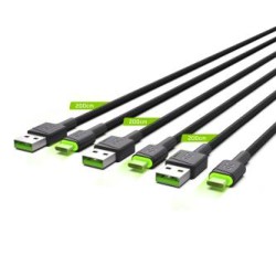 Zestaw 3x Green Cell kabel GC Ray USB-C 200cm kabel z green LED backlight, szybkie ładowania Ultra Charge, QC 3.0