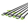 Zestaw 3x Green Cell kabel GC Ray USB-C 200cm kabel z green LED backlight, szybkie ładowania Ultra Charge, QC 3.0