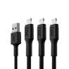 Zestaw 3x Green Cell kabel GC Ray USB - Lightning 120cm do iPhone, iPad, iPod, biała LED, szybkie ładowania