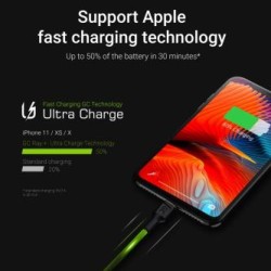 Zestaw 3x Green Cell kabel GC Ray USB - Lightning 120cm do iPhone, iPad, iPod, biała LED, szybkie ładowania