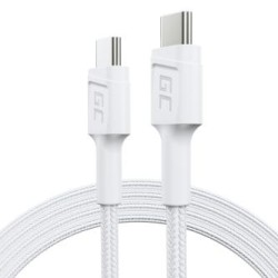 Kabel biała USB-C Type C 1, 2m Green Cell PowerStream z szybkim ładowaniem Delivery 60W, Ultra Charge, Quick Charge 3.0