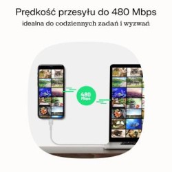 USB-C kabel 2m 100W Greencell PowerStream szybkie ładowania PD Panther kolor czarny