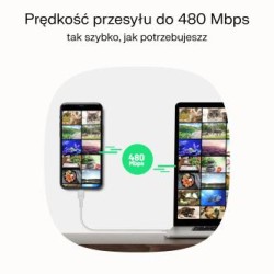 KABGC100PF120PBUSB-C kabel 1.2m 100W Greencell PowerFlex szybkie ładowania PD Panther kolor czarny