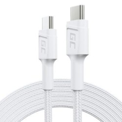 Kabel biała USB-C Type C 2m Green Cell PowerStream z szybkim ładowaniem power Delivery 60W, Ultra Charge, szybkie Charge 3.0
