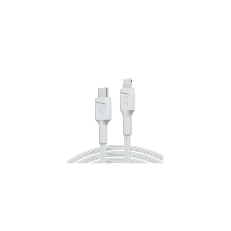 Biała USB-C - Lightning MFi 1m kabel do Apple iPhone Green Cell PowerStream, z power Delivery szybkie ładowania