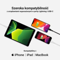 Biała USB-C - Lightning MFi 1m kabel do Apple iPhone Green Cell PowerStream, z power Delivery szybkie ładowania